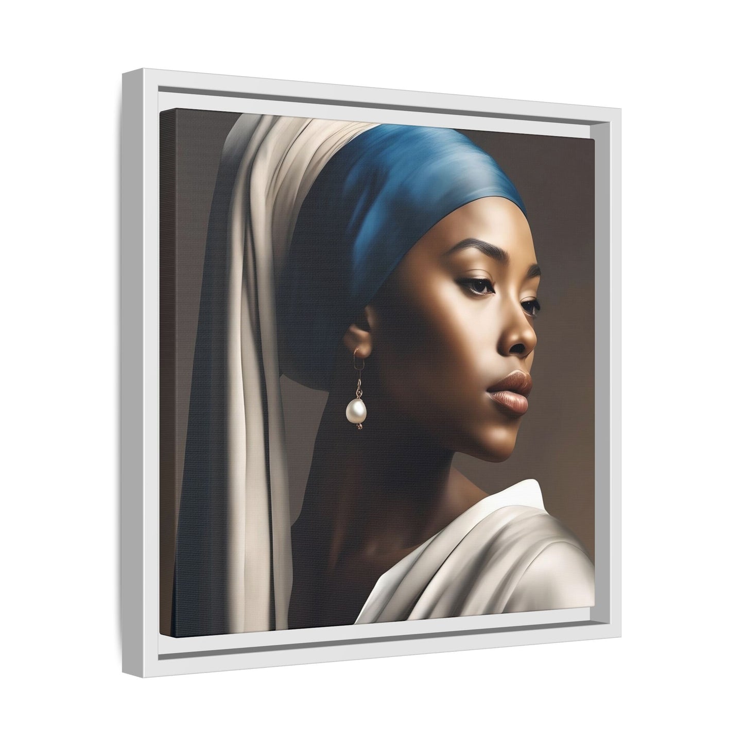 Wall Art - African American Girl with a Earring Matte Canvas, Framed (Multi-color)