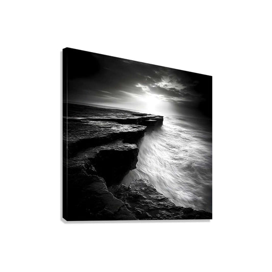 Black and White Landscape Photography| Monochrome Ocean Photography| Against the Tide