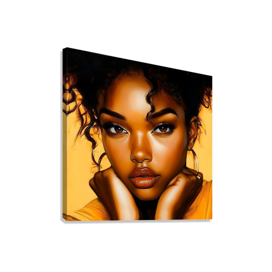 African American Portrait Artwork| Black Woman Contemporary Painting| Contemplating Riley