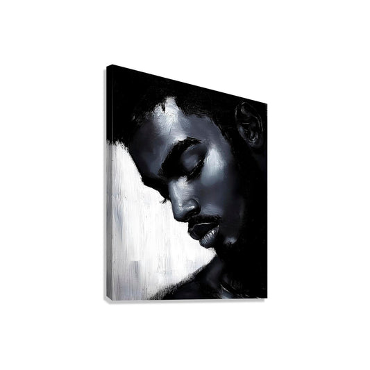 Black and White Portrait Painting| Monochrome African American Artwork| Devante
