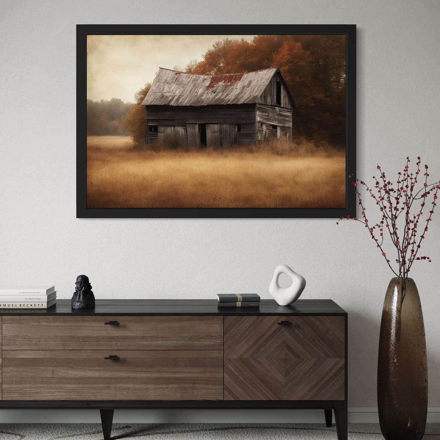 Weathered Barn– Rustic Farmhouse Landscape Art by Harwood & Main