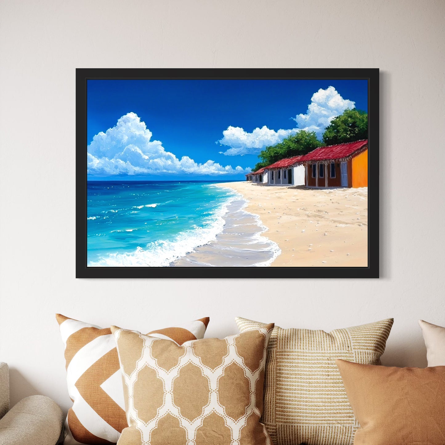 Homeland– Vibrant Caribbean Beach Village Art by Harwood & Main