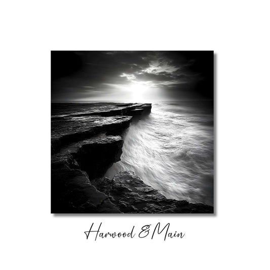 Black and White Landscape Photography| Monochrome Ocean Photography| Against the Tide