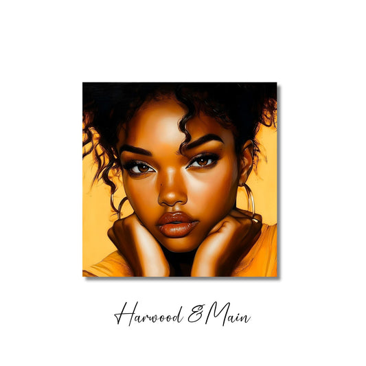 African American Portrait Artwork| Black Woman Contemporary Painting| Contemplating Riley