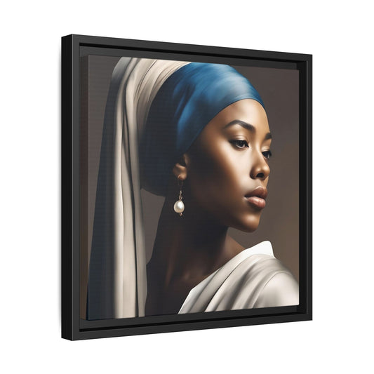 Wall Art - African American Girl with a Earring Matte Canvas, Framed (Multi-color)
