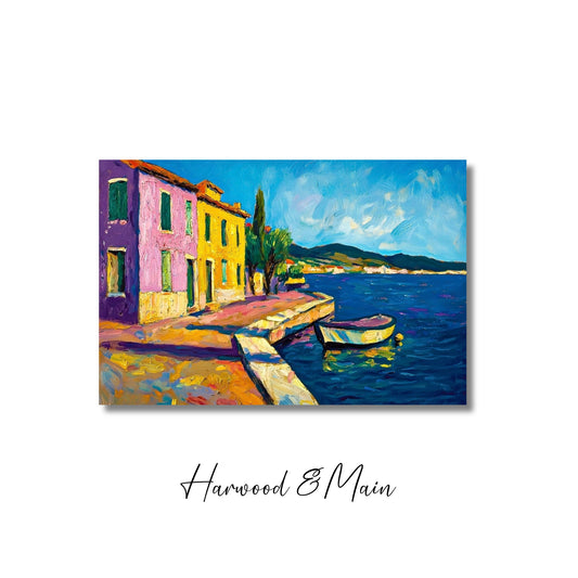 Seaside Villa Landscape Painting| Seaside Contemporary Artwork| Vacation Vibes