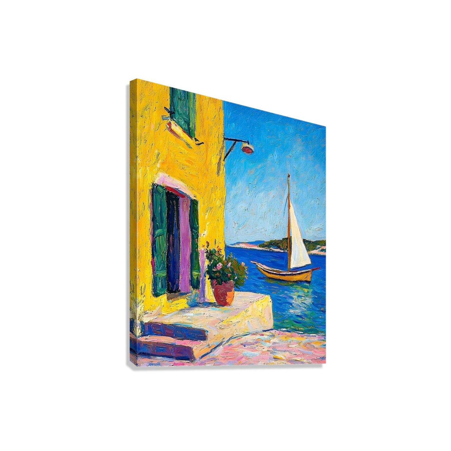 Nautical Landscape Painting| Large Canvas Print | Waterside Charm